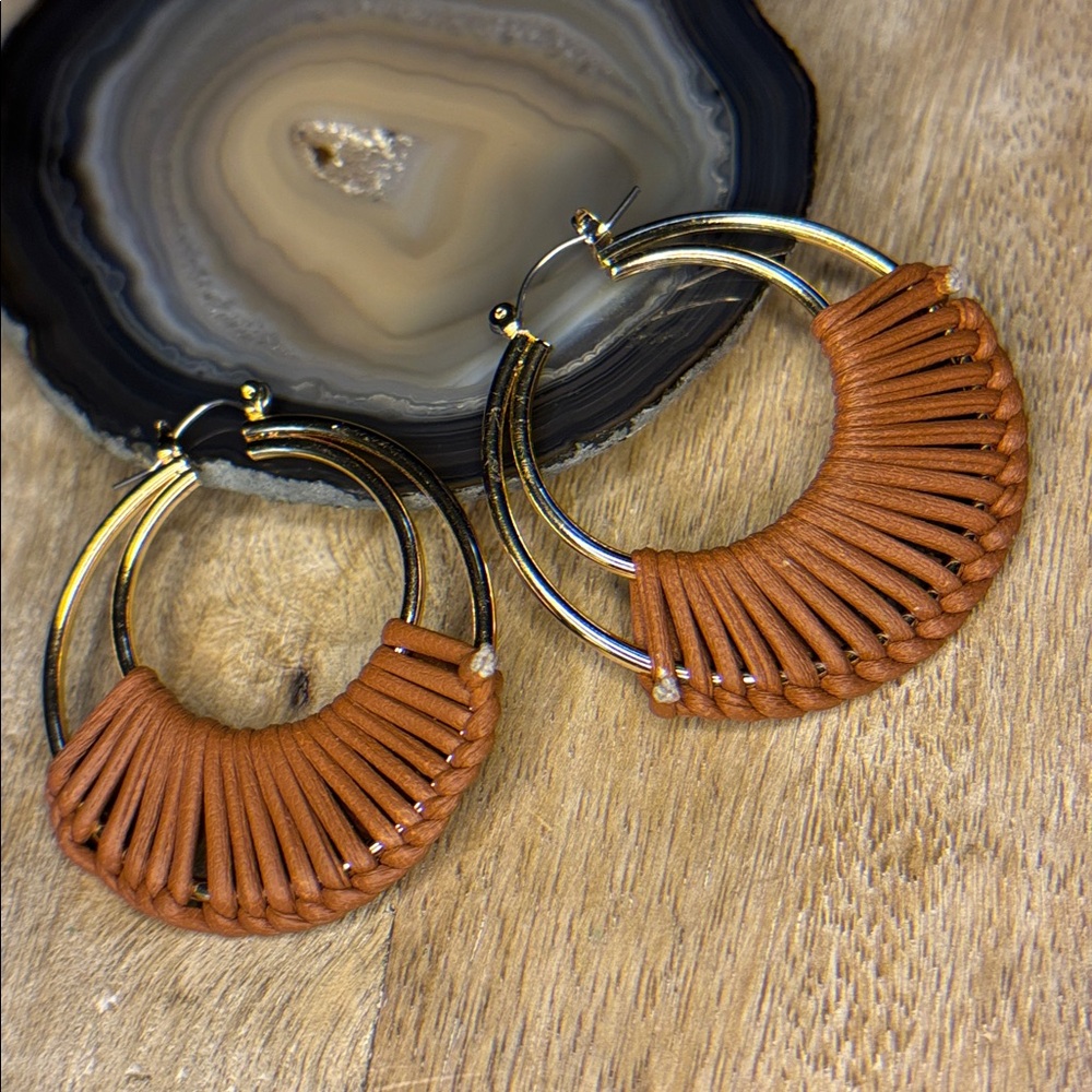 Goldtone Wrapped Statement Hoop Earrings